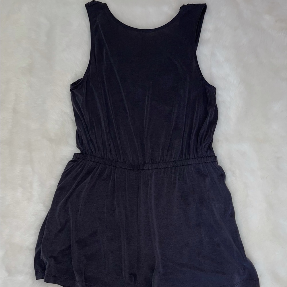 Silence + Noise gray cross back romper